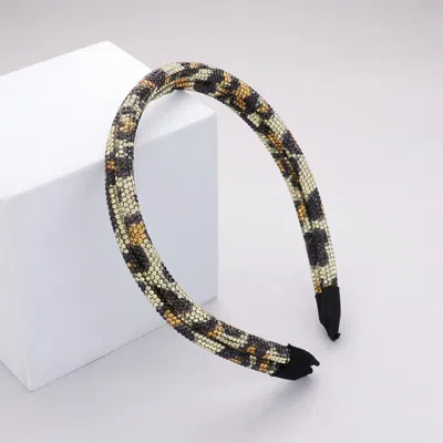 Fashnzfab Leopard Patterned Bling Stone Headband In Animal Print