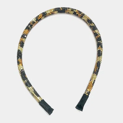 Fashnzfab Leopard Patterned Bling Stone Headband In Multi