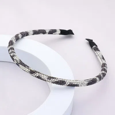 Fashnzfab Leopard Patterned Bling Studded Headband In Black