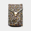 Fashnzfab Leopard Patterned Bling Studded Rectangle Flap Crossbody Cellphone Bag In Multi