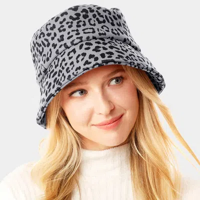 Fashnzfab Leopard Patterned Bucket Hat In Gray