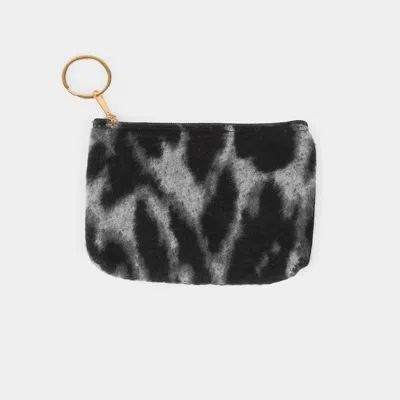 Fashnzfab Leopard Patterned Coin / Card Purse In Black