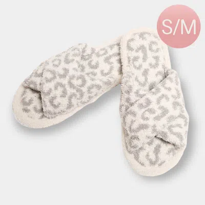 Fashnzfab Leopard Patterned Crisscross Soft Home Indoor Floor Slippers Gray S/m In Grey