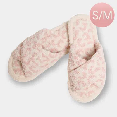 Fashnzfab Leopard Patterned Crisscross Soft Home Indoor Floor Slippers Pink S/m