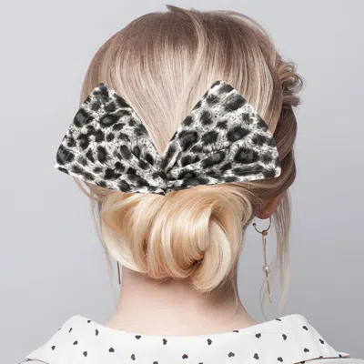 Fashnzfab Leopard Patterned Deft Bun Maker Hairband In Gray