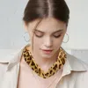 Fashnzfab Leopard Patterned Fabric Chiffon Necklace In Gold
