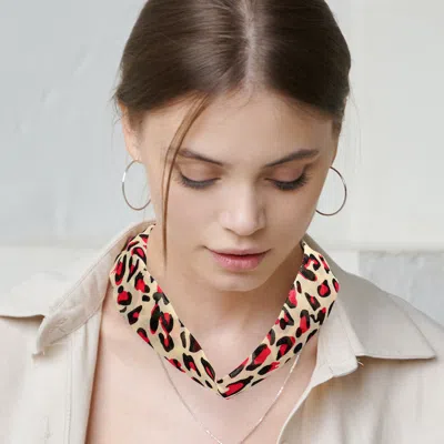 Fashnzfab Leopard Patterned Fabric Chiffon Necklace In Multi