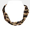 Fashnzfab Leopard Patterned Fabric Necklace In Brown