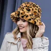 Fashnzfab Leopard Patterned Faux Fur Bucket Hat In Multi
