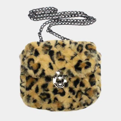 Fashnzfab Leopard Patterned Faux Fur Crossbody Bag In Multi