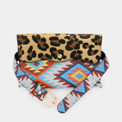 Fashnzfab Leopard Patterned Faux Leather Fanny Pack / Belt / Crossbody Bag In Multi