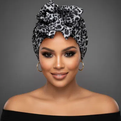 Fashnzfab Leopard Patterned Knot Turban Hair Wrap In Multi