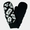 Fashnzfab Leopard Patterned Mitten Fleece Lining Gloves In Black