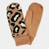 Fashnzfab Leopard Patterned Mitten Fleece Lining Gloves In Multi