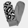 Fashnzfab Leopard Patterned Mitten Fleece Lining Gloves In Gray