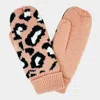 Fashnzfab Leopard Patterned Mitten Fleece Lining Gloves In Brown