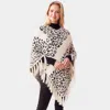 Fashnzfab Leopard Patterned Poncho In Neutral