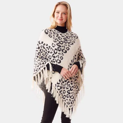 Fashnzfab Leopard Patterned Poncho In Neutral