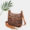Fashnzfab Leopard Patterned Quilted Shiny Puffer Mini Crossbody Bag In Multi
