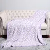Fashnzfab Leopard Patterned Reversible Throw Blanket In Purple