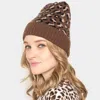 Fashnzfab Leopard Patterned Ribbed Cuff Beanie Hat In Brown