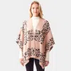Fashnzfab Leopard Patterned Soft Fuzzy Ruana Poncho In Pink