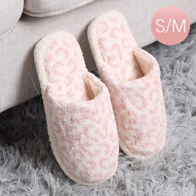 Fashnzfab Leopard Patterned Soft Home Indoor Floor Slippers Pink S/m