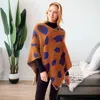 Fashnzfab Leopard Patterned Soft Poncho In Brown
