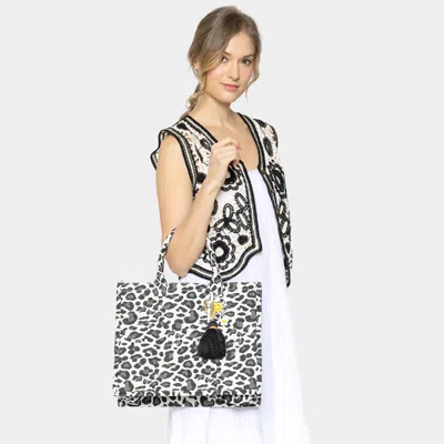 Fashnzfab Leopard Patterned Tote Bag In White
