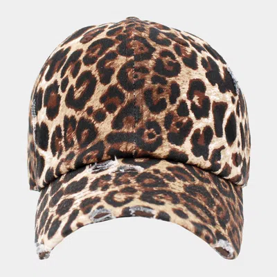 Fashnzfab Leopard Patterned Vintage Baseball Cap In Brown