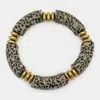 Fashnzfab Leopard Patterned Wood Stretch Bracelet Gray In Brown