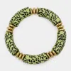 Fashnzfab Leopard Patterned Wood Stretch Bracelet Mint In Green