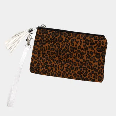 Fashnzfab Leopard Patterned Wristlet Pouch Bag In Brown
