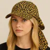Fashnzfab Leopard Print Bow Back Scarf Baseball Cap In Brown