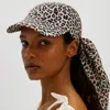 Fashnzfab Leopard Print Bow Back Scarf Baseball Cap In Sand