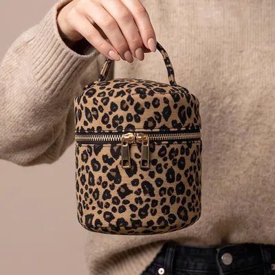 Fashnzfab Leopard Print Cylinder Shape Top Handle Bag In Multi