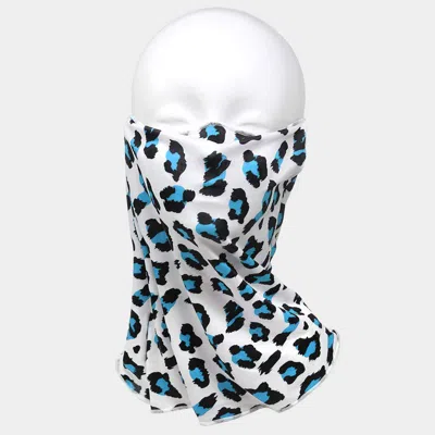 Fashnzfab Leopard Print Face Tube Mask / Scarf In Blue