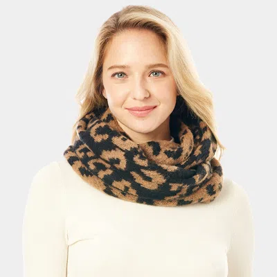 Fashnzfab Leopard Print Infinity Scarf In Brown