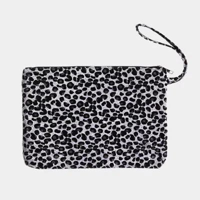 Fashnzfab Leopard Print Large Pouch Clutch Bag In Gray