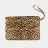 Fashnzfab Leopard Print Large Pouch Clutch Bag In Sand