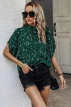 Fashnzfab Leopard Print Open Back Knot Drop Shoulder Top