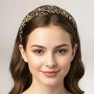 Fashnzfab Leopard Print Padded Headband In Brown