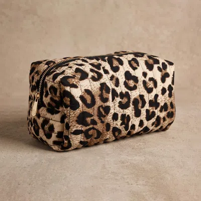 Fashnzfab Leopard Print Quilted Puffer Cosmetic Pouch Bag In Multi