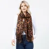 Fashnzfab Leopard Print Tassel Trim Shawl Scarf In Multi