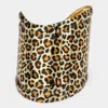 Fashnzfab Leopard Printed Oversized Cuff Bracelet Gold, Leopard In Brown