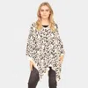 Fashnzfab Leopard Printed Poncho In Neutral