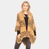 Fashnzfab Leopard Printed Ruana Poncho In Brown