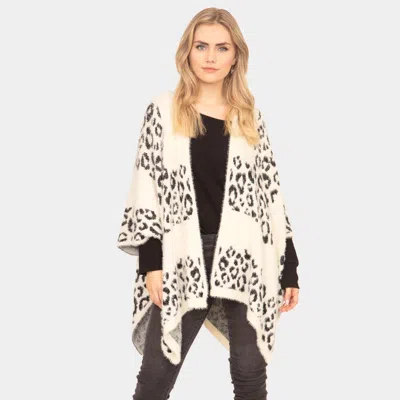 Fashnzfab Leopard Printed Ruana Poncho In Neutral