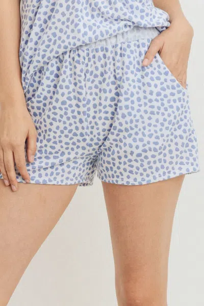 Fashnzfab Leopard Printed Terry Short Pants In Blue