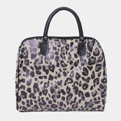 Fashnzfab Leopard Printed Tote / Crossbody Travel Bag In Purple
